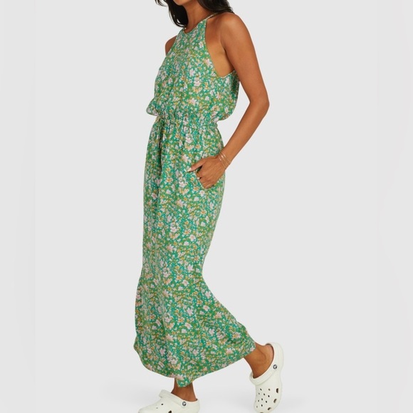 RVCA Petal Green Floral Jumpsuit (Small) - Picture 4 of 9